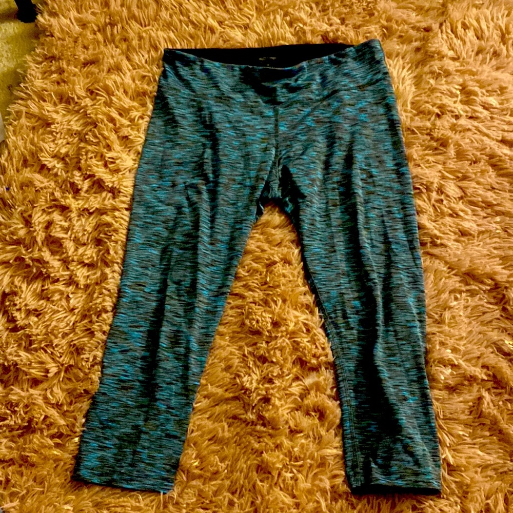 Size medium black and aqua blue workout pants